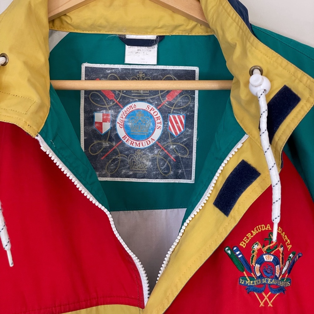 EUC vintage colour block windbreaker full-zip jacket with hidden hoodie, Size L - Picture 4 of 15
